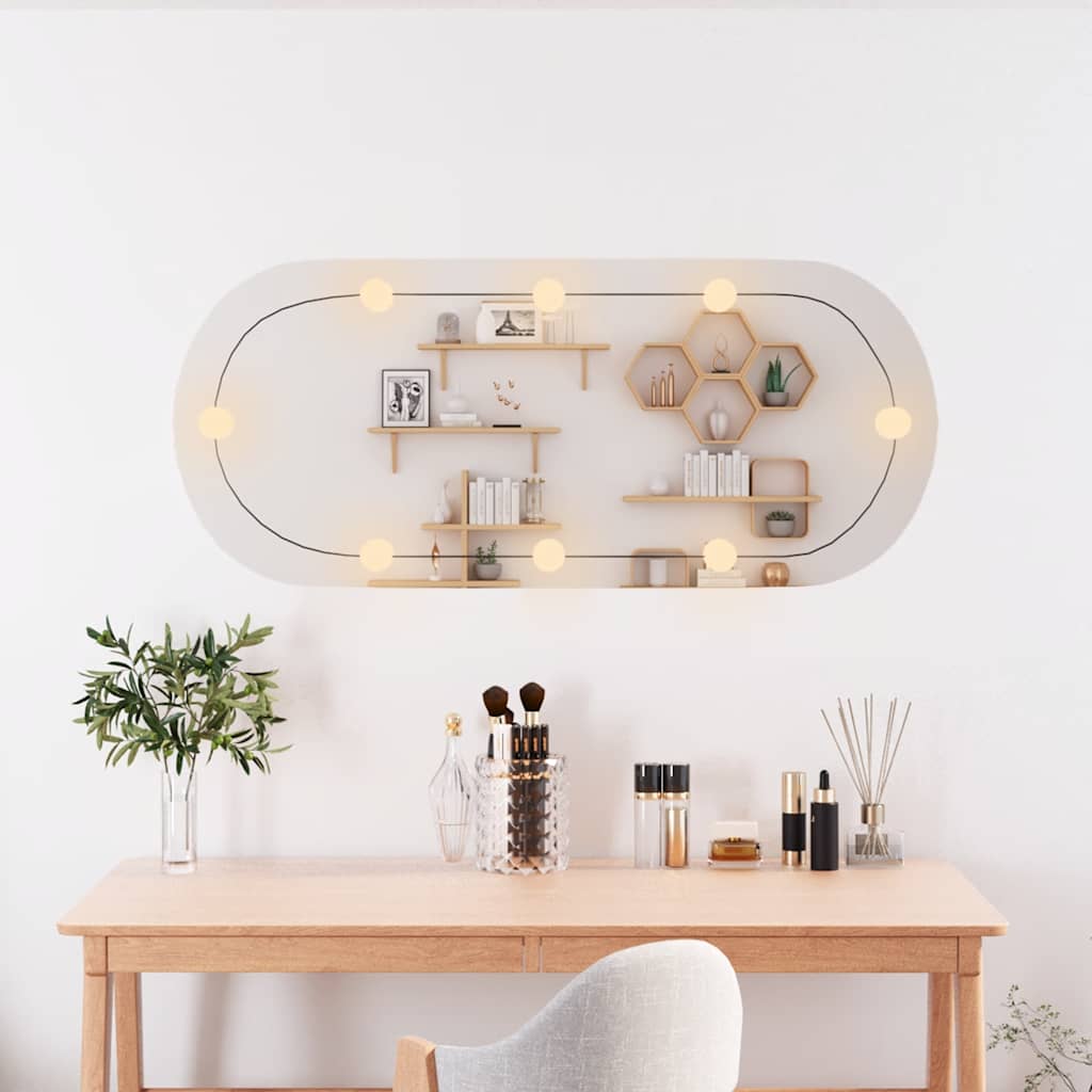 Vidaxl wandspiegel met led's ovaal 25x60 cm glas