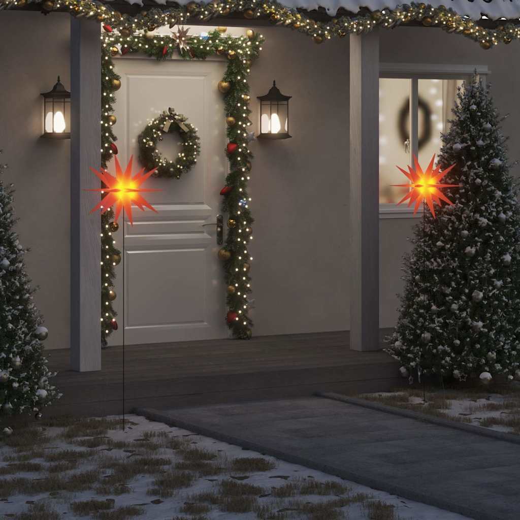 Vidaxl kerstlampen met grondpin en led's 3 st 57 cm rood