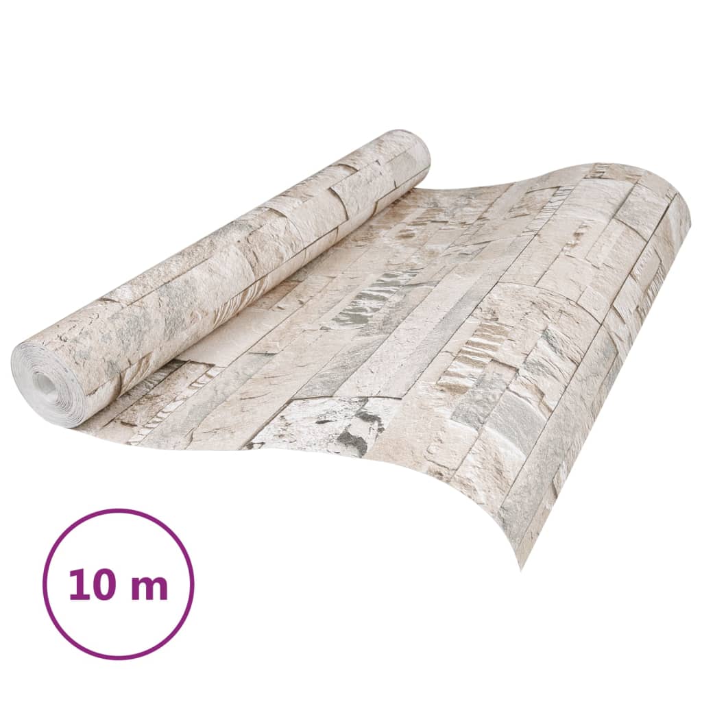 Vidaxl vliesbehang 3d steenlook 10x0,53 m grijs en beige