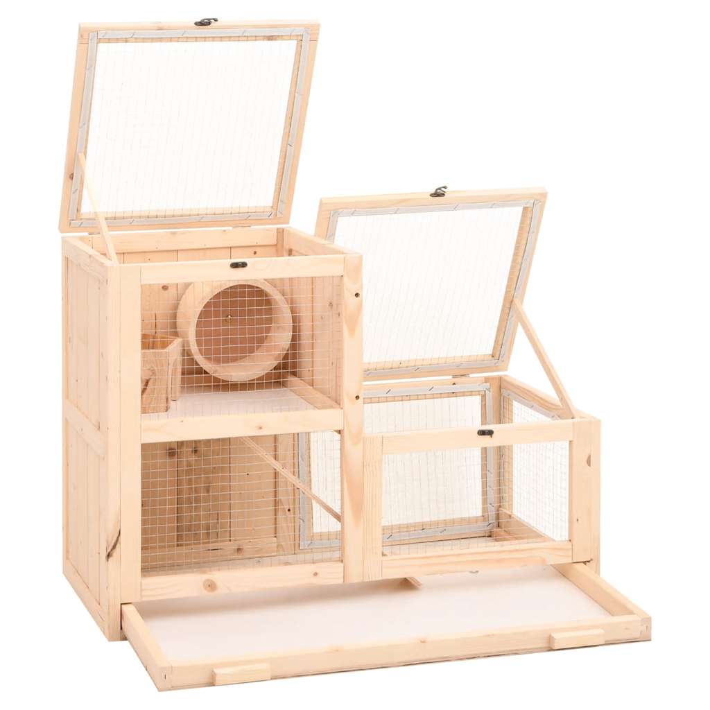 Vidaxl hamsterkooi 81x40x60 cm massief vurenhout