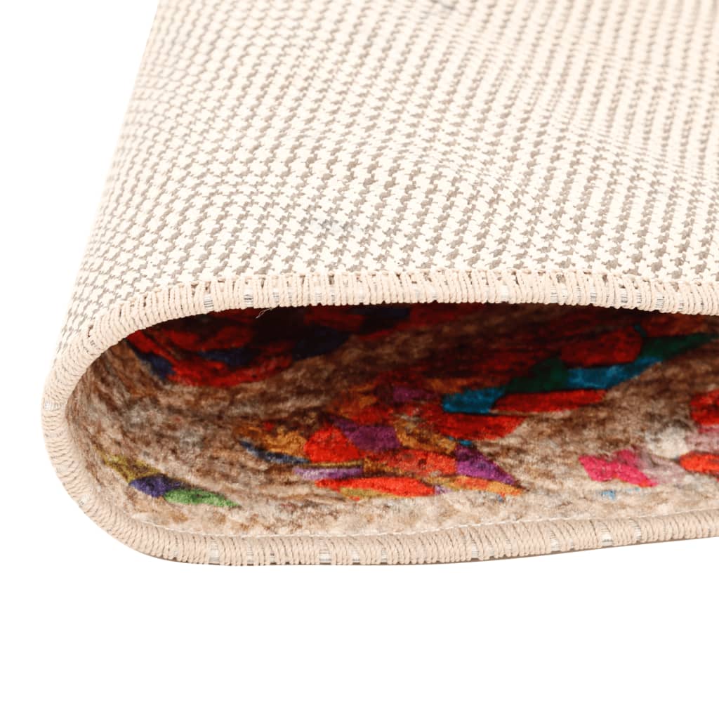 VidaXL Vloerkleed wasbaar antislip Ø 120 cm meerkleurig
