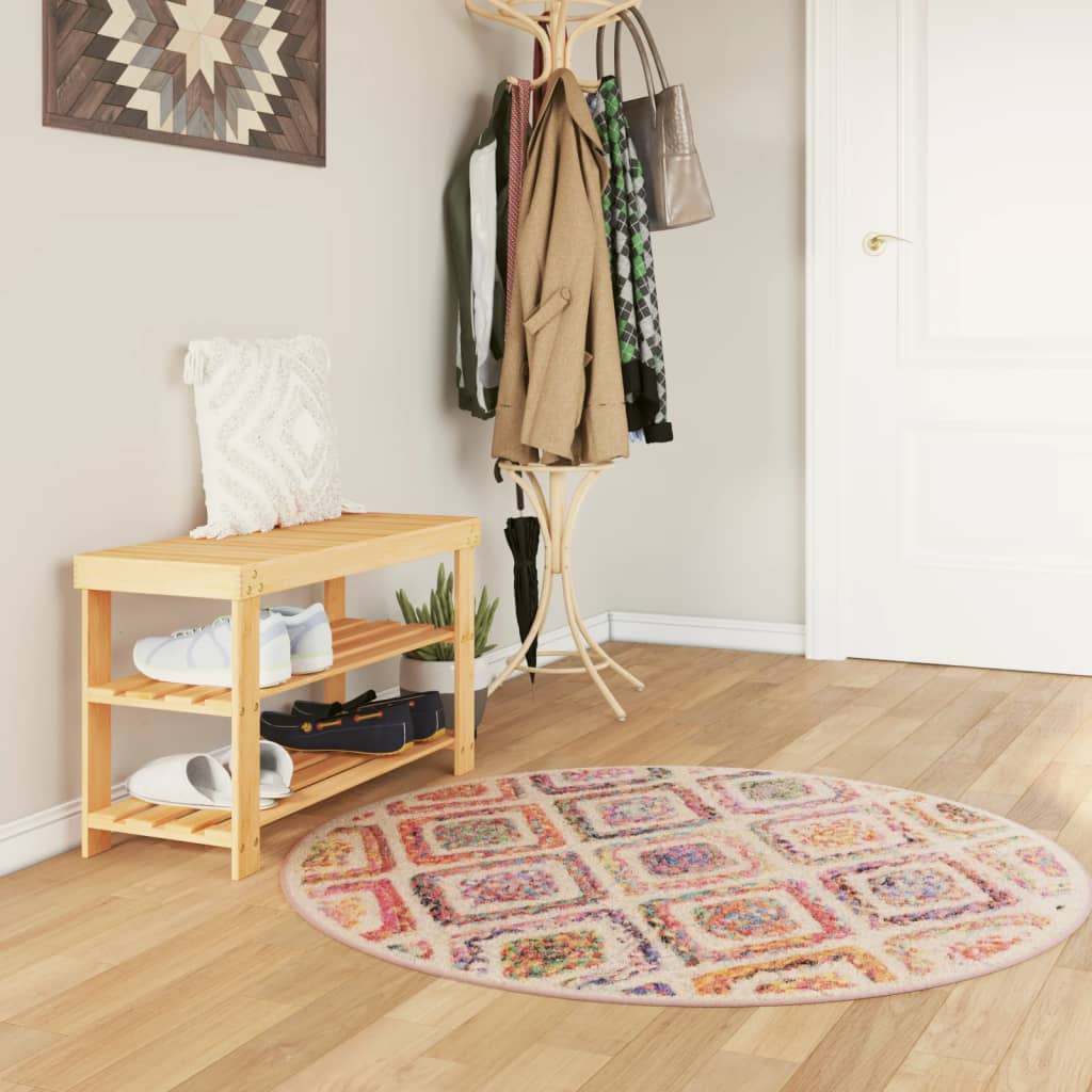 VidaXL Vloerkleed wasbaar antislip Ø 120 cm meerkleurig