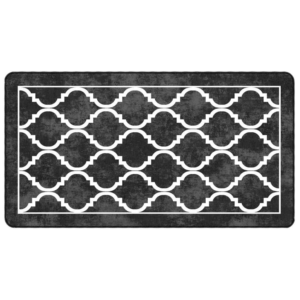 Vidaxl vloerkleed wasbaar antislip 80x150 cm zwart en wit