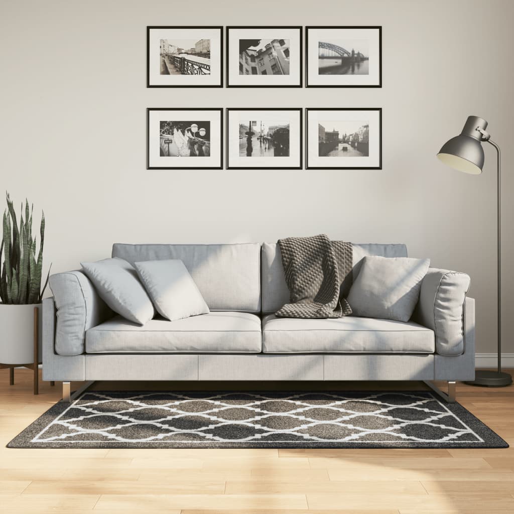 Vidaxl vloerkleed wasbaar antislip 80x150 cm zwart en wit