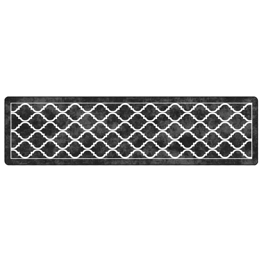 Vidaxl vloerkleed wasbaar antislip 80x300 cm zwart en wit