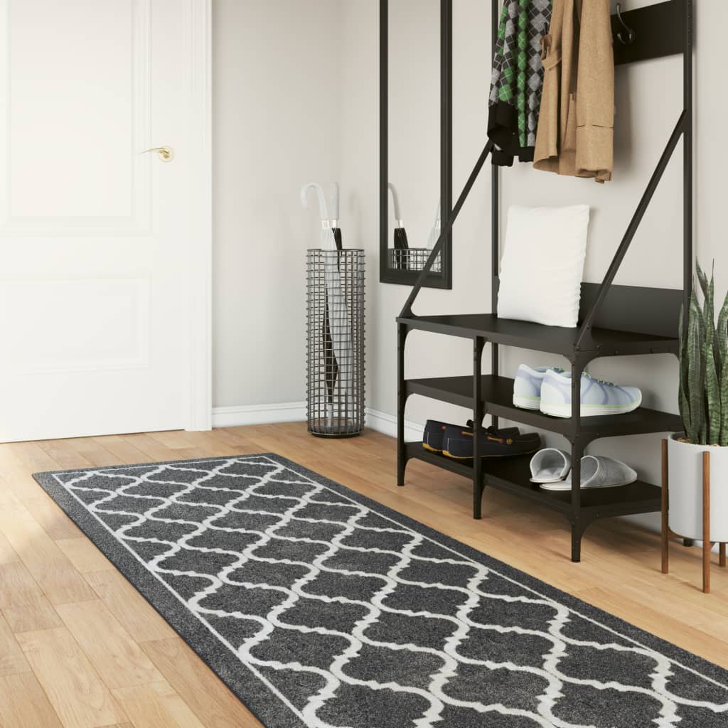 Vidaxl vloerkleed wasbaar antislip 80x300 cm zwart en wit