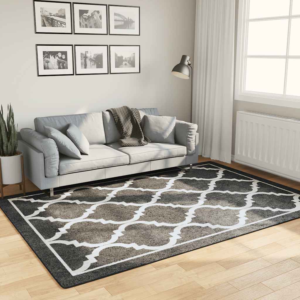 VidaXL Vloerkleed wasbaar antislip 160x230 cm zwart en wit