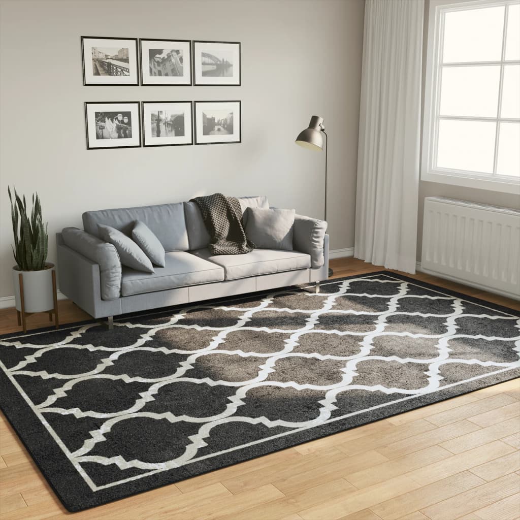 Vidaxl vloerkleed wasbaar antislip 190x300 cm zwart en wit