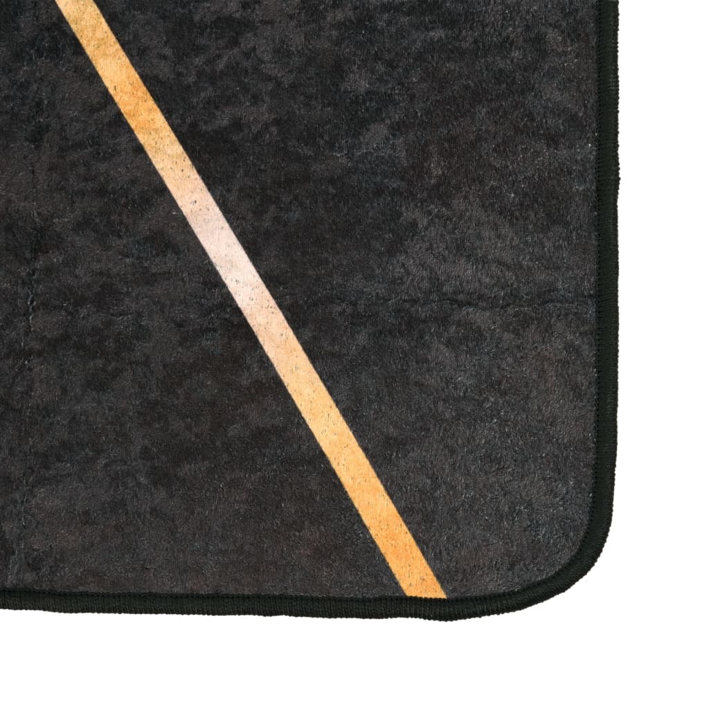 Vidaxl vloerkleed wasbaar antislip 160x230 cm zwart en goudkleurig