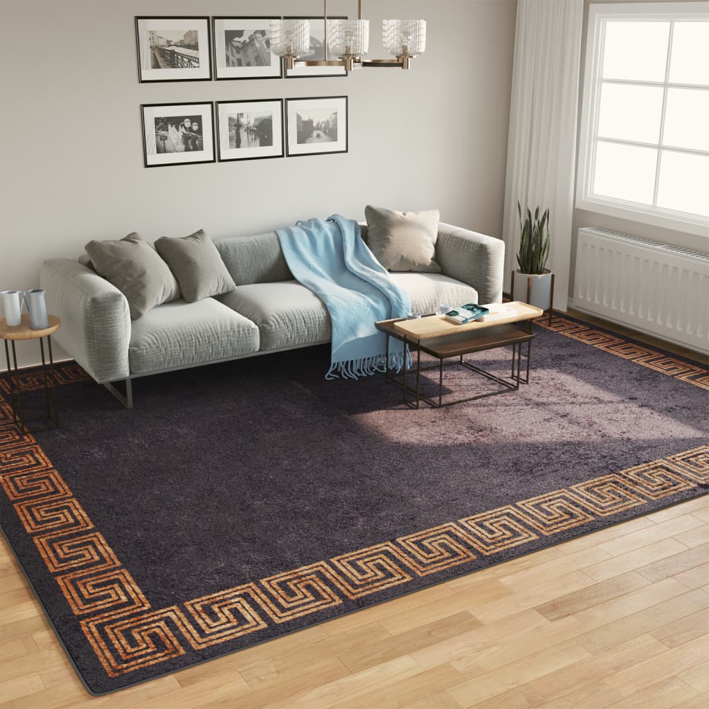 Vidaxl vloerkleed wasbaar antislip 400x300 cm zwart en goudkleurig