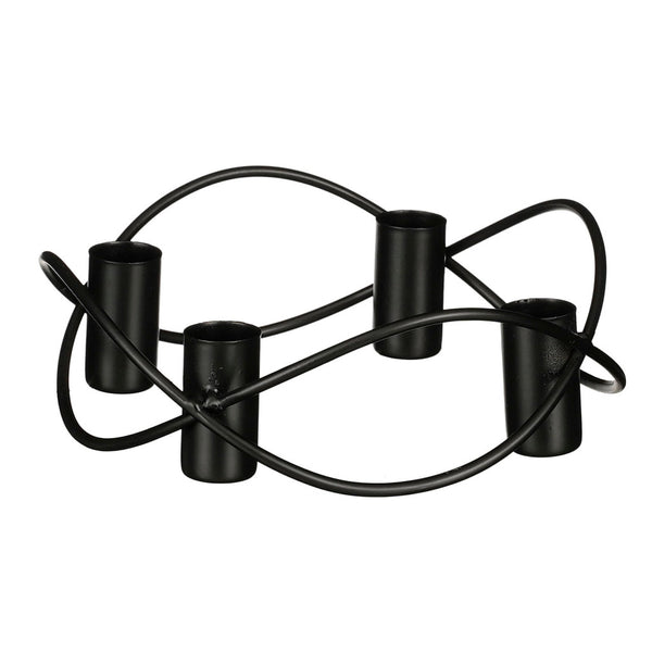 Overige merken metalen kandelaar voor 4 kaarsen 5.5x17 cm zwart