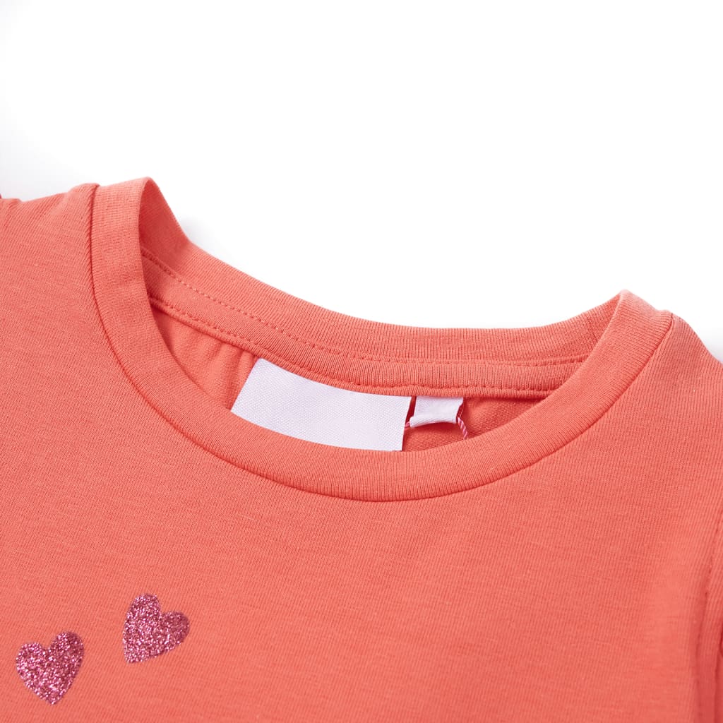 Vidaxl kindershirt met ruches aan de mouwen 140 koraalkleurig