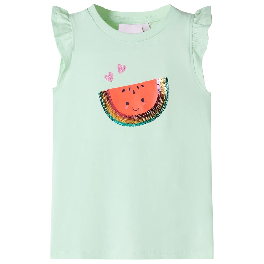 Vidaxl kindershirt met ruches aan de mouwen 116 zachtgroen