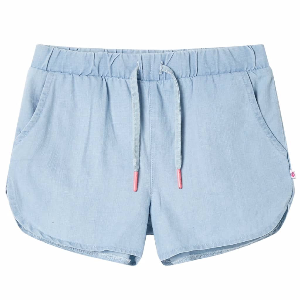 VidaXL Kindershort 128 zachtdenimblauw