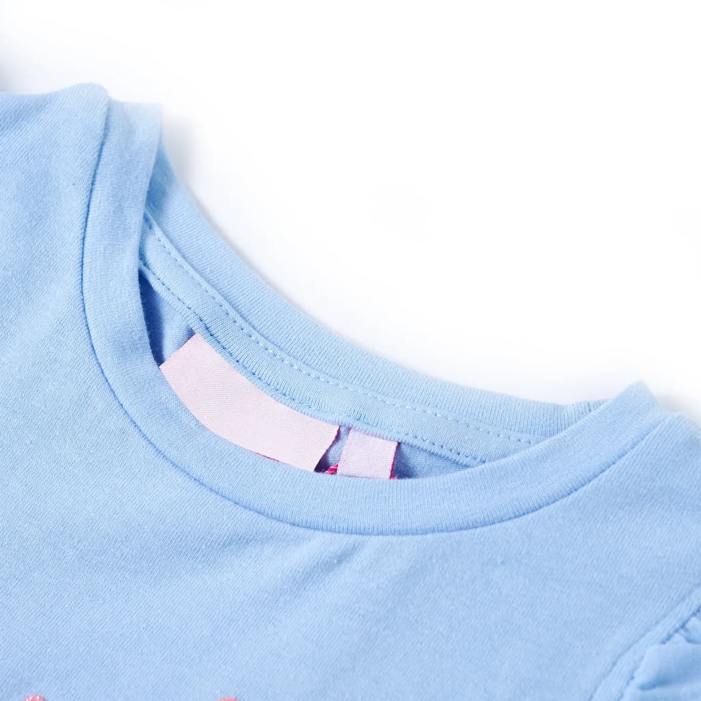 Vidaxl kindershirt met ruches aan de mouwen 104 lichtblauw