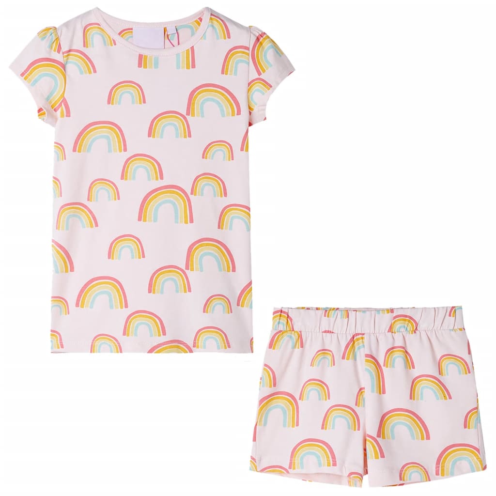 Vidaxl kinderpyjama met korte mouwen 104 zachtroze