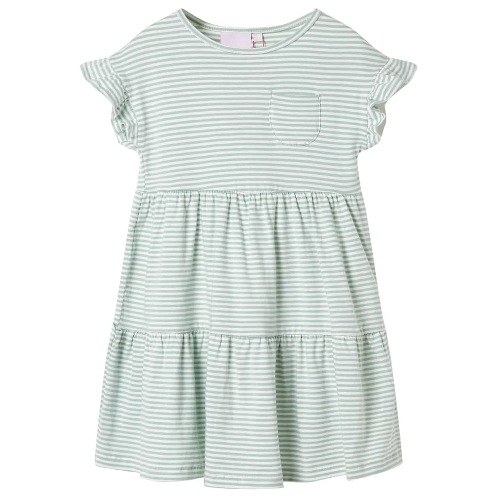 Vidaxl kinderjurk met ruches aan de mouwen 116 mintkleurig