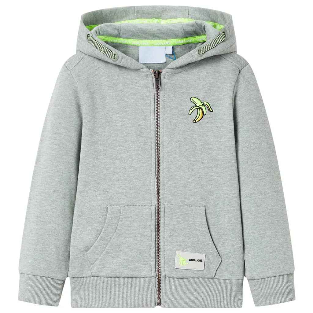 Vidaxl kindervest met capuchon en rits 116 gemêleerd lichtkaki