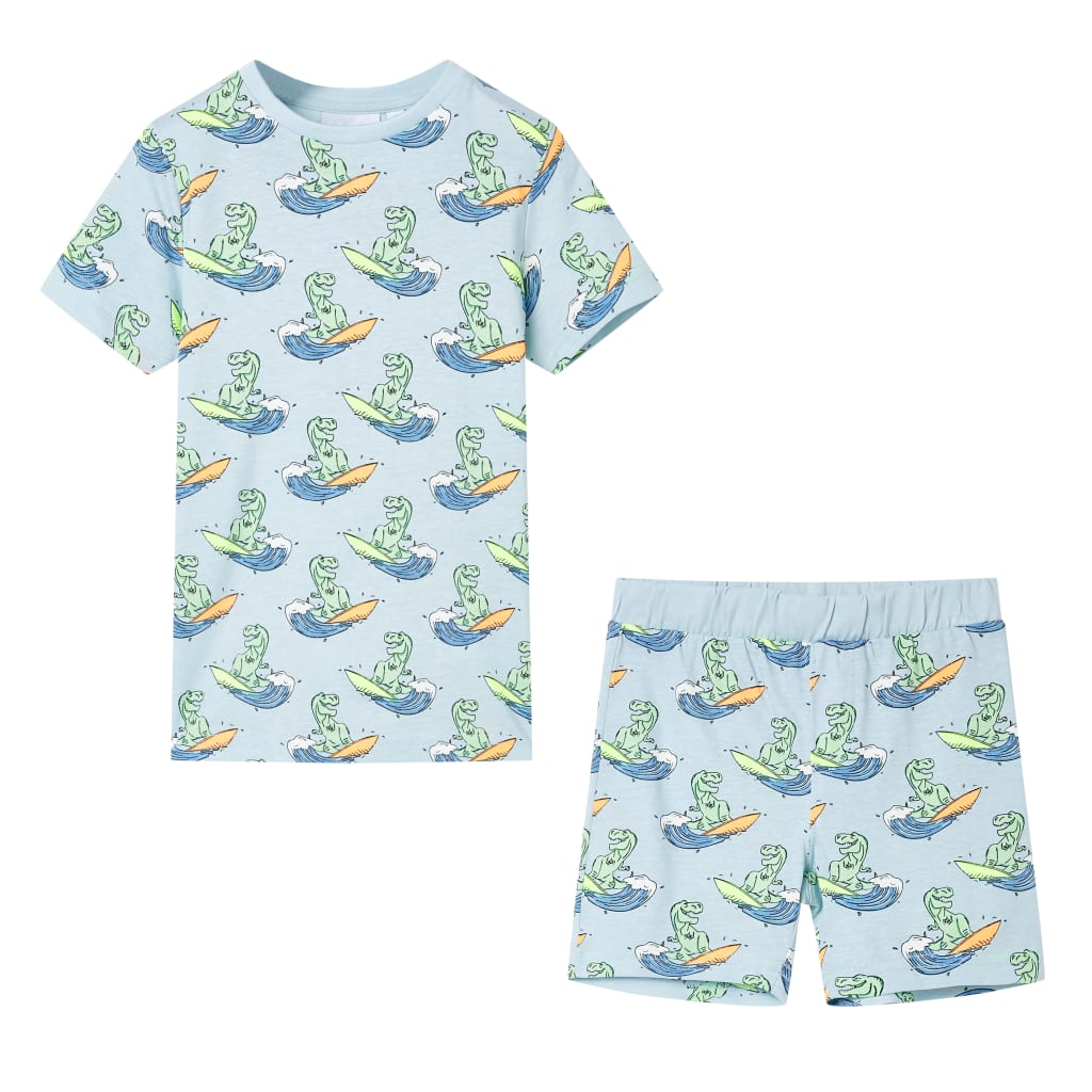 Vidaxl kinderpyjama met korte mouwen 116 lichtblauw