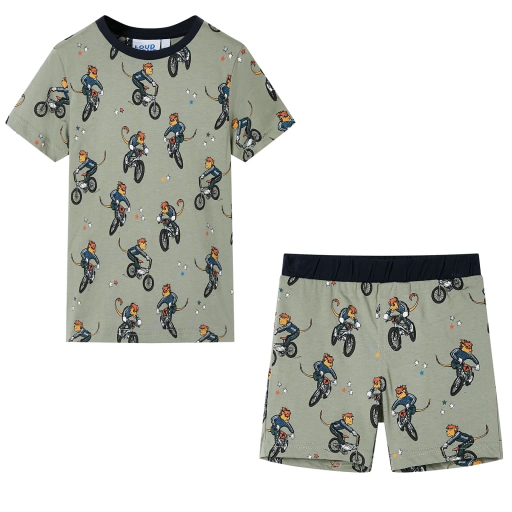 Vidaxl kinderpyjama met korte mouwen 140 lichtkaki