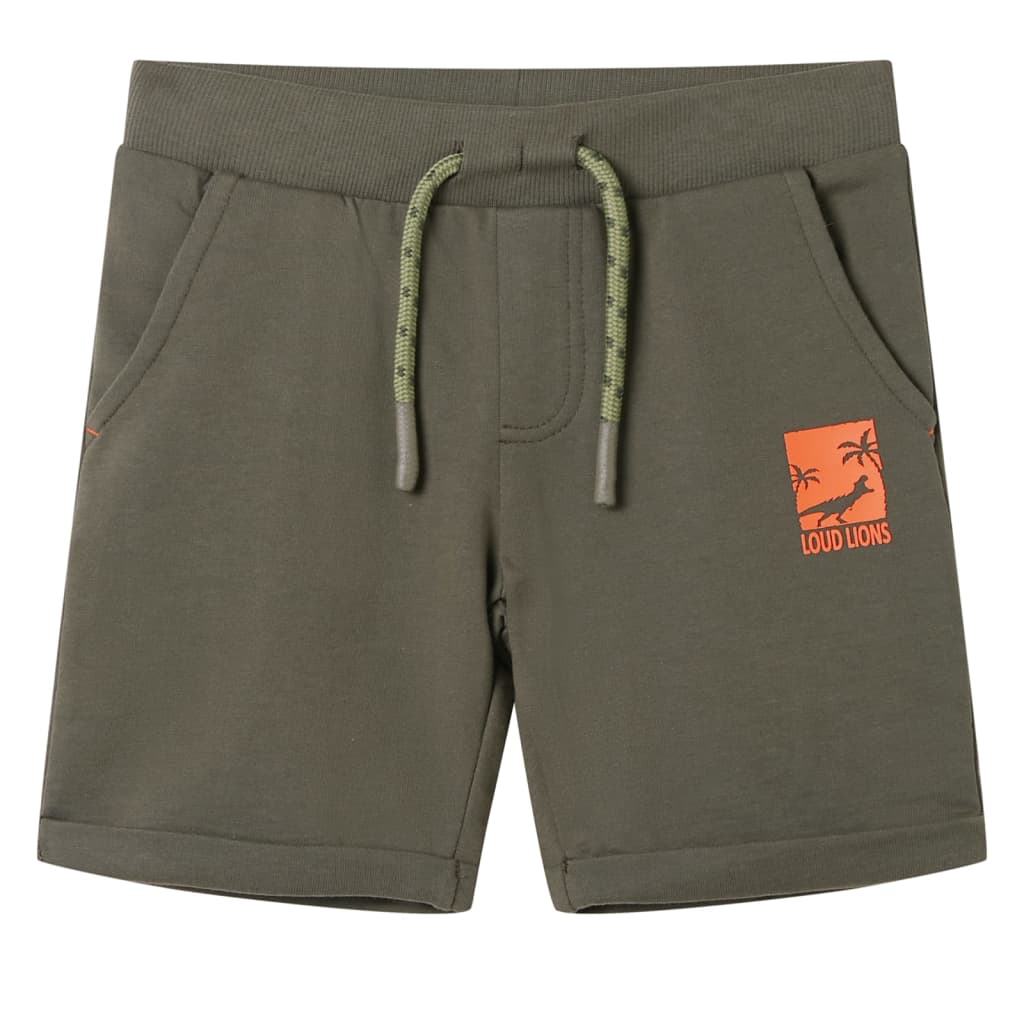 VidaXL Kindershort met trekkoord 92 donkerkaki