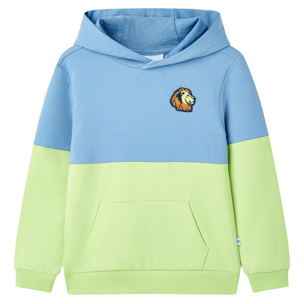 Vidaxl kindertrui met capuchon 104 blauw en zachtgeel