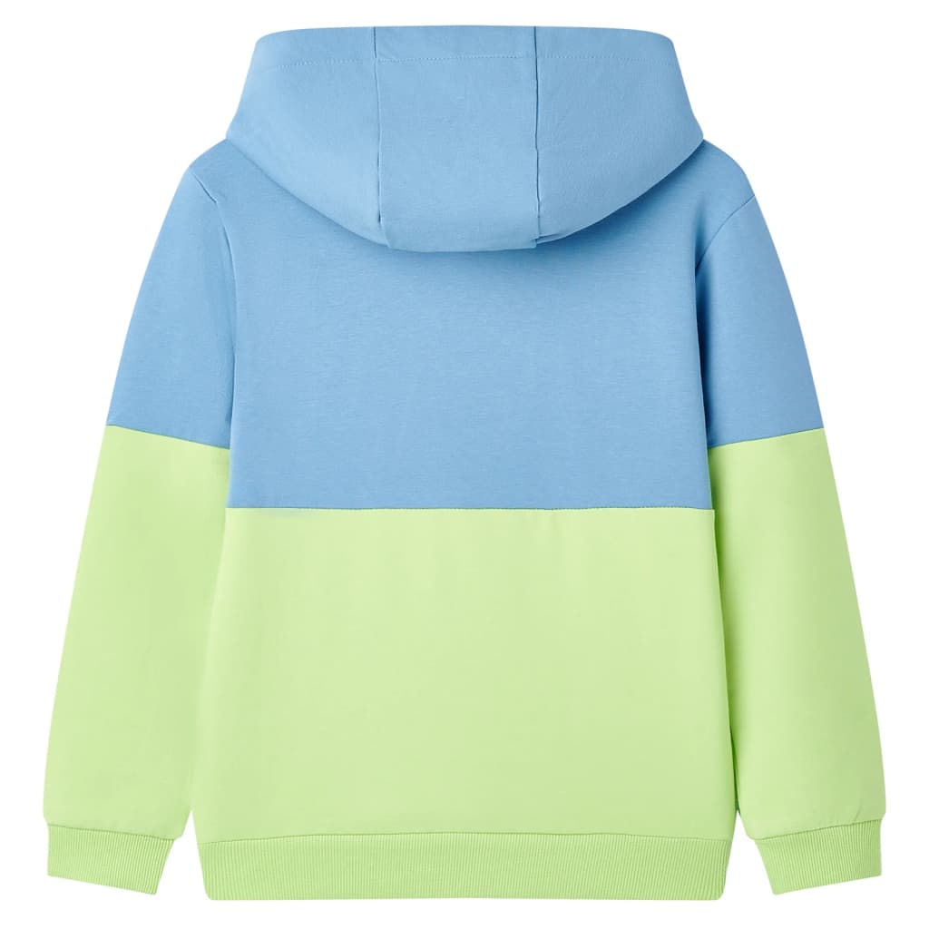 Vidaxl kindertrui met capuchon 104 blauw en zachtgeel
