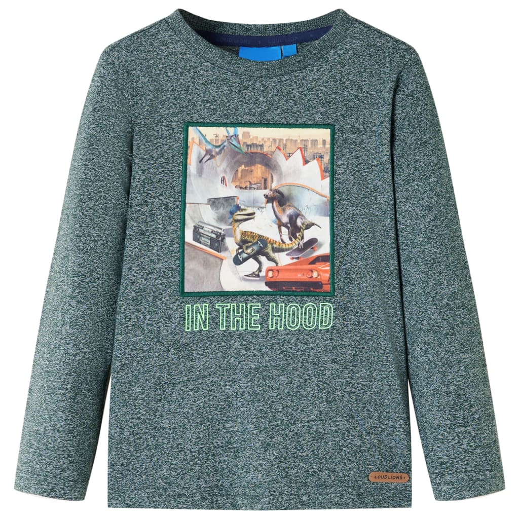 Vidaxl kindershirt met lange mouwen 128 gemêleerd donkergroen