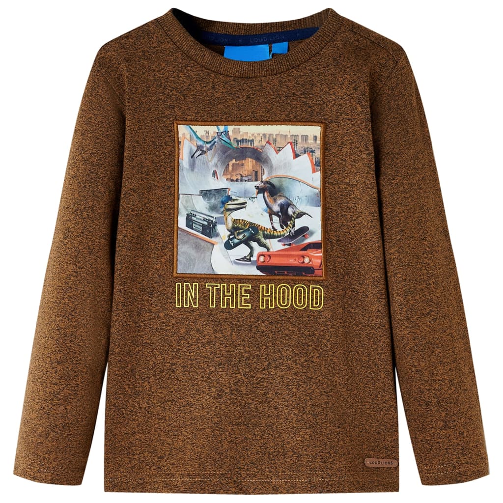 VidaXL Kindershirt met lange mouwen 128 gemêleerd cognackleur