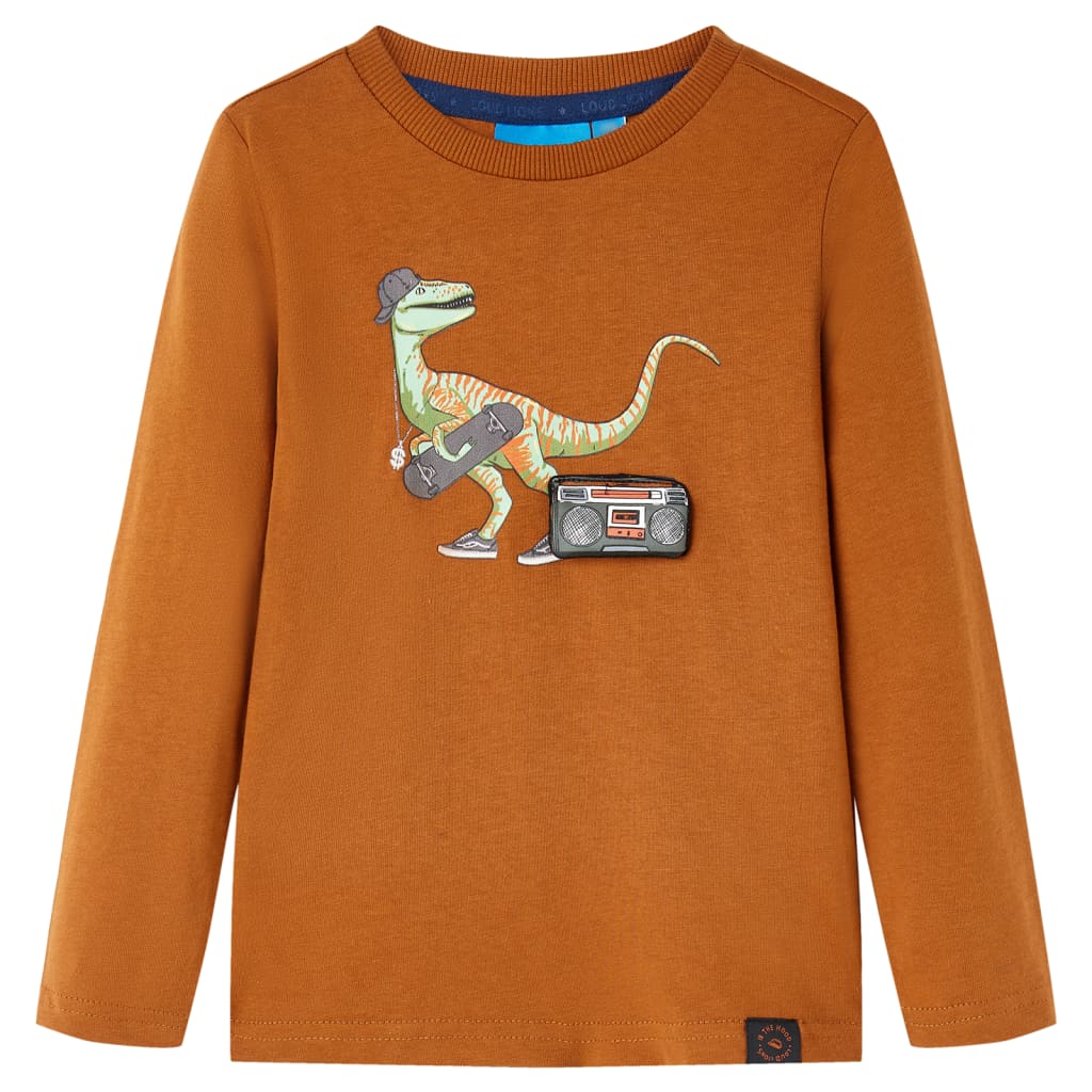 Vidaxl kindershirt met lange mouwen 104 cognackleurig