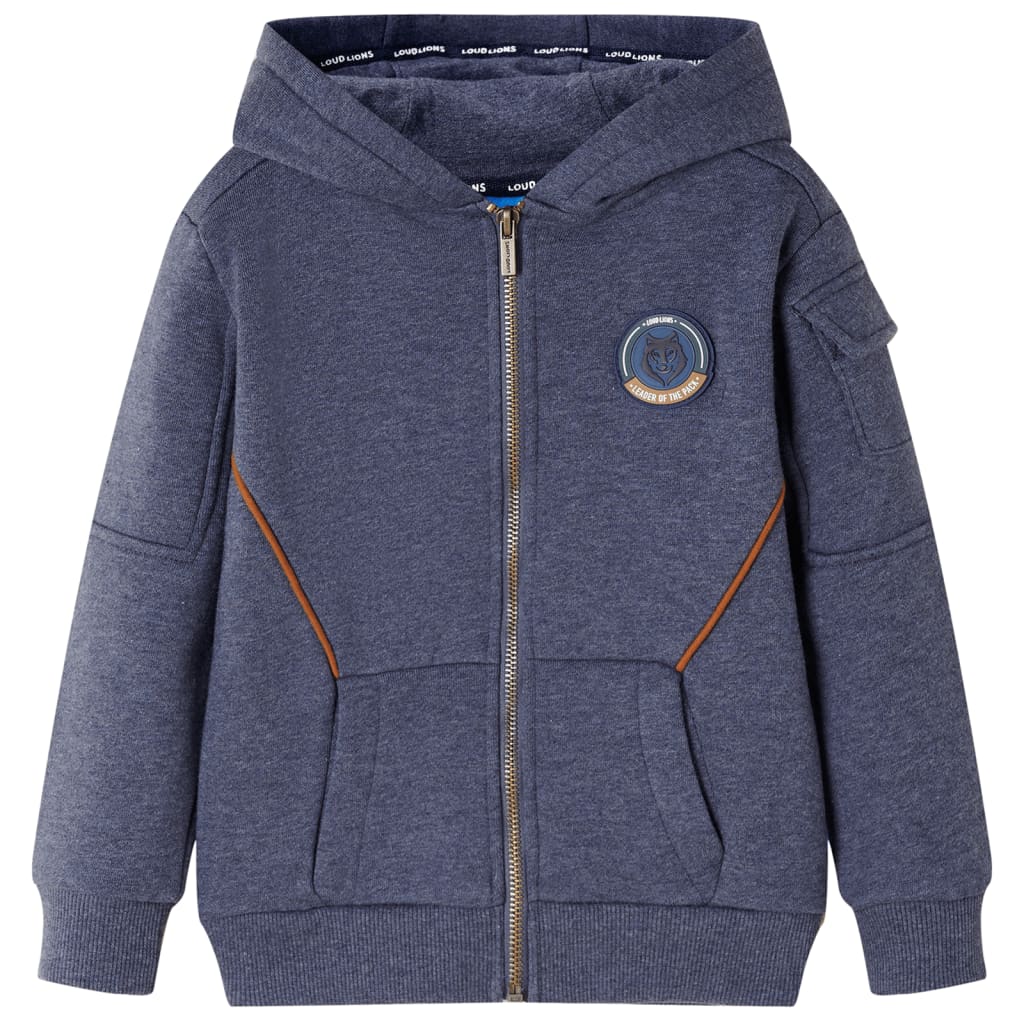 Vidaxl kindervest met capuchon en rits 104 gemêleerd donkerblauw