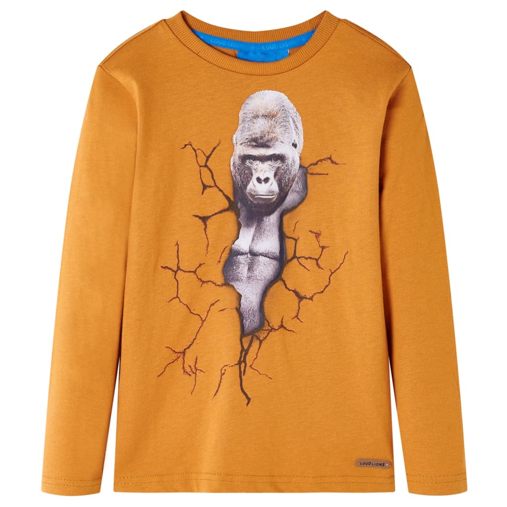 Vidaxl kindershirt met lange mouwen 128 donkerokerkleurig