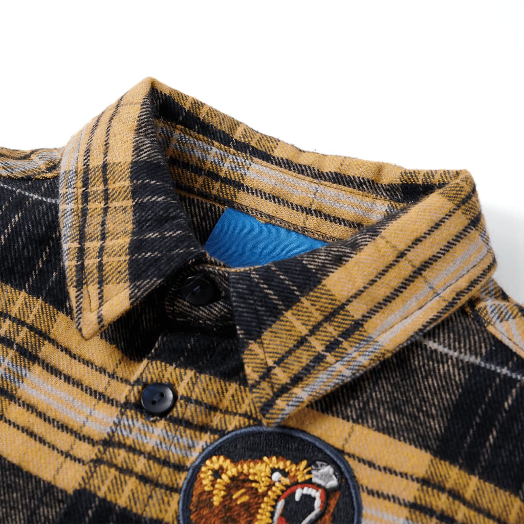 Vidaxl kindershirt geruit 92 geel en zwart