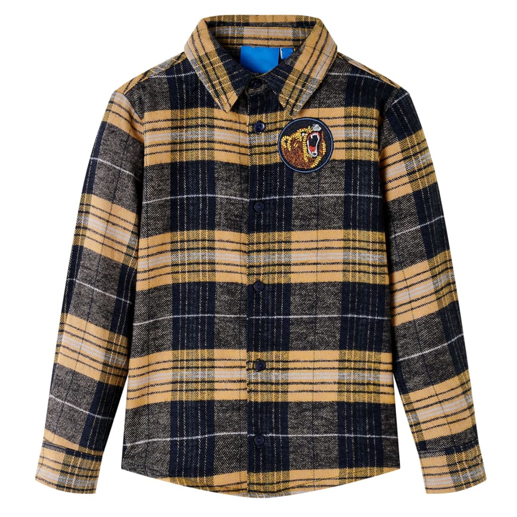 Vidaxl kindershirt geruit 104 geel en zwart