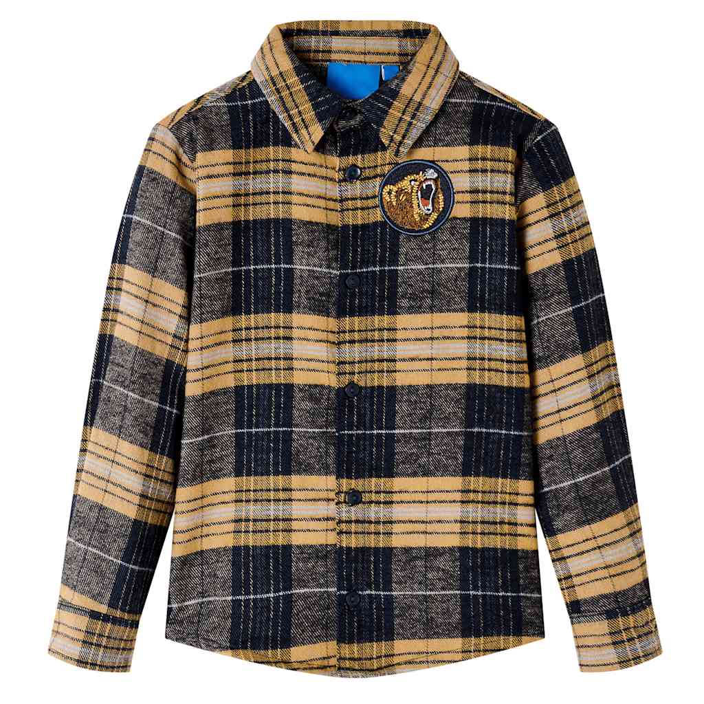 Vidaxl kindershirt geruit 116 geel en zwart