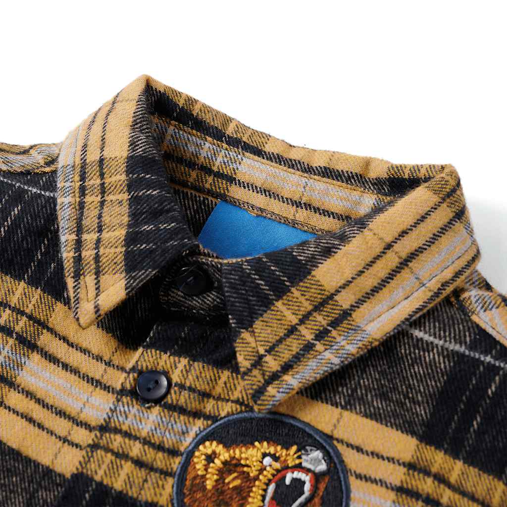 Vidaxl kindershirt geruit 116 geel en zwart
