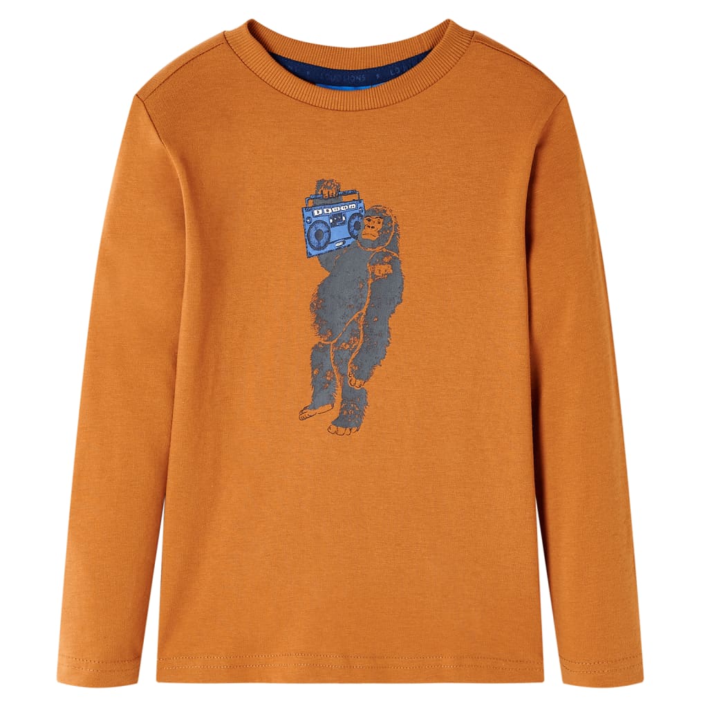 Vidaxl kindershirt met lange mouwen 92 donkerokerkleurig