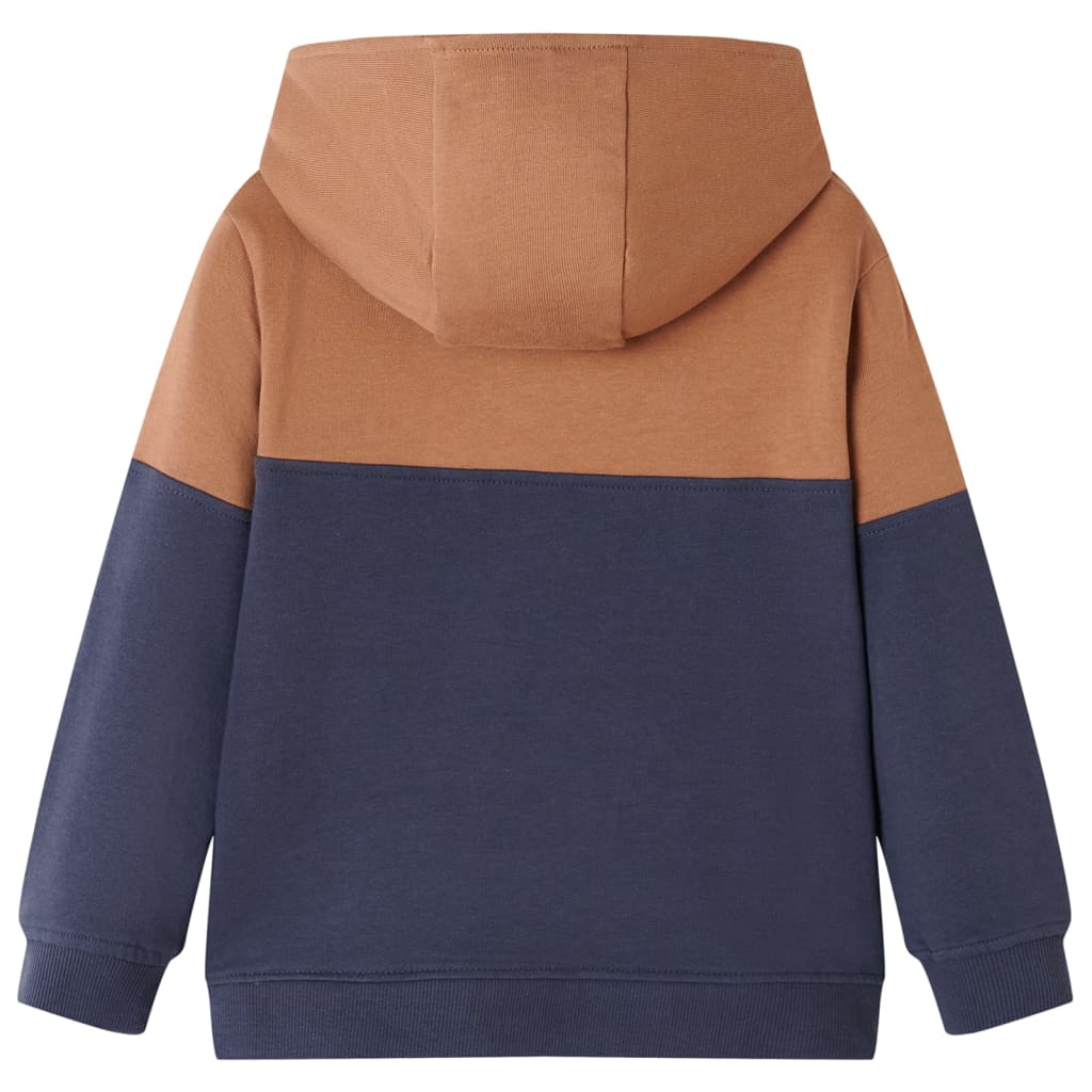 Vidaxl kindersweater met capuchon halve rits 92 antraciet- en cognackleurig