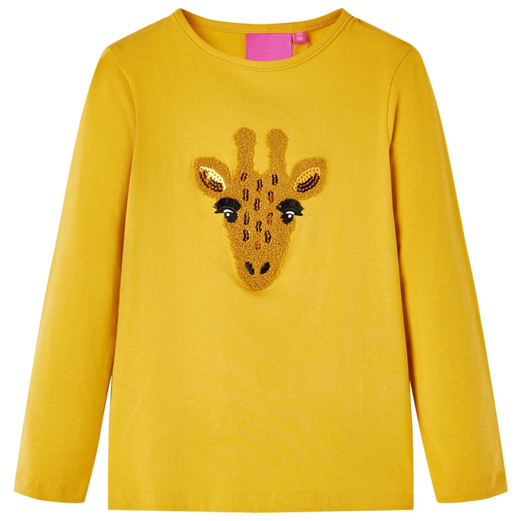Vidaxl kindershirt met lange mouwen 104 donker okerkleurig