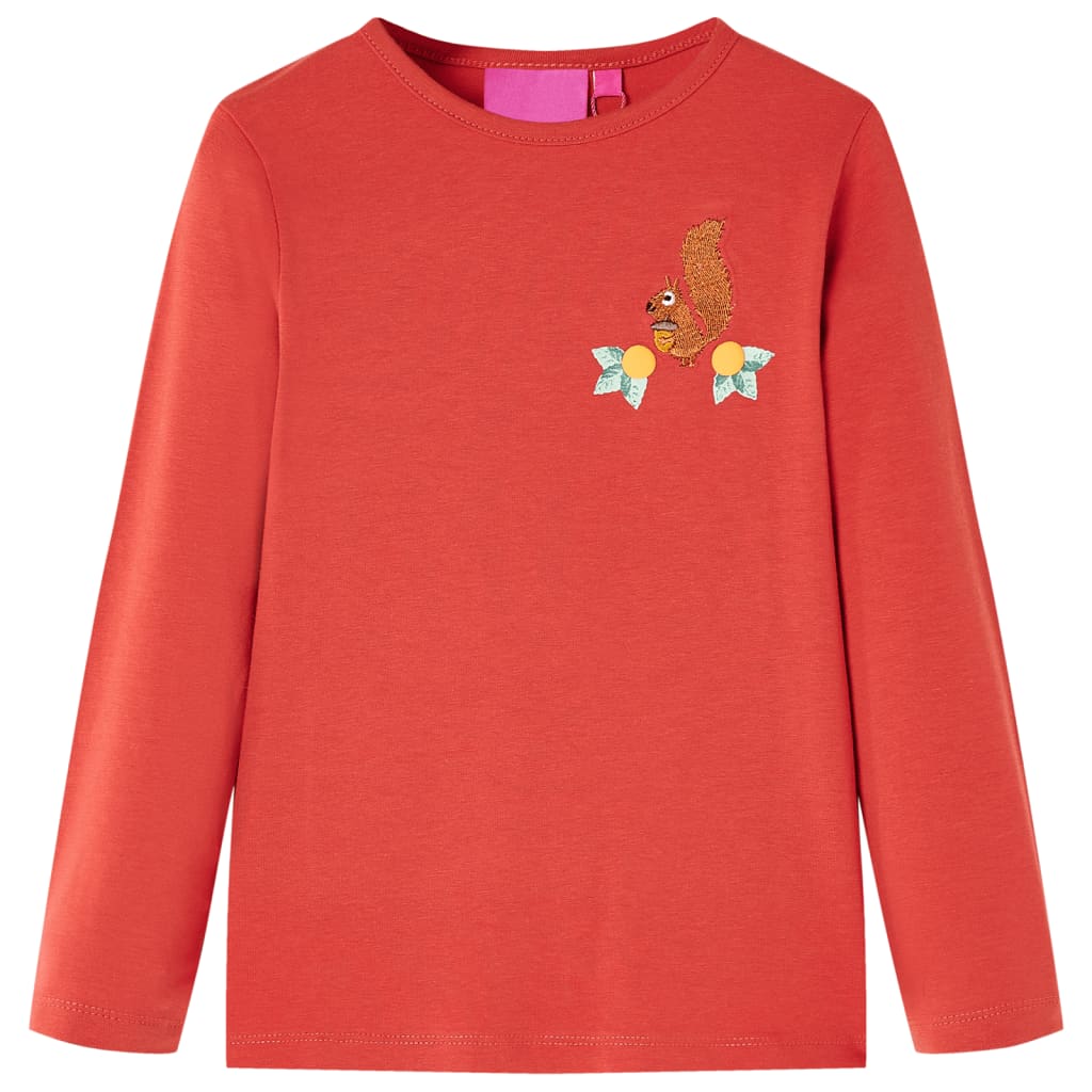 Vidaxl kindershirt met lange mouwen 128 roodbruin
