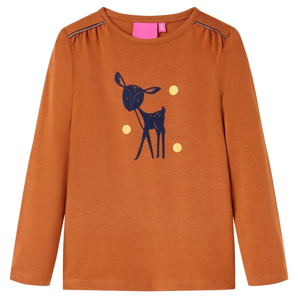 Vidaxl kindershirt met lange mouwen 116 cognackleurig