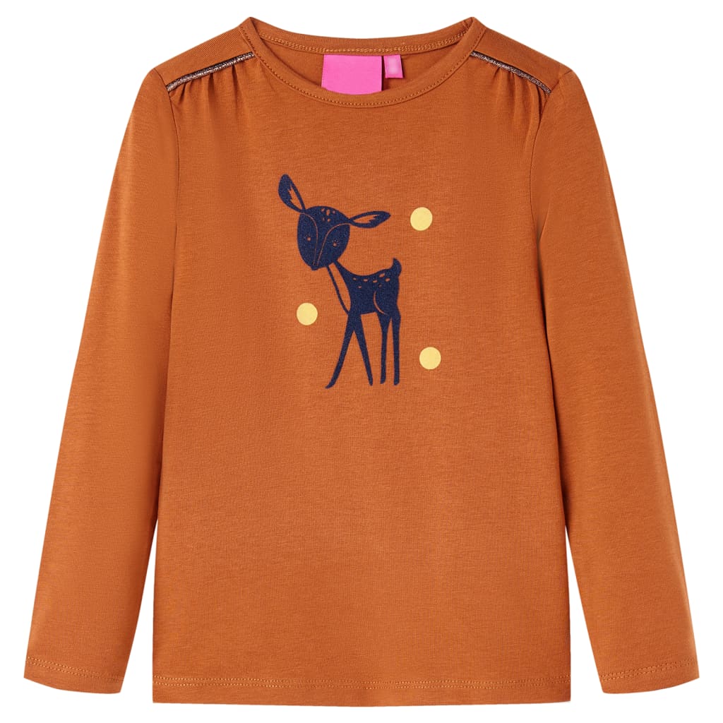 Vidaxl kindershirt met lange mouwen 140 cognackleurig