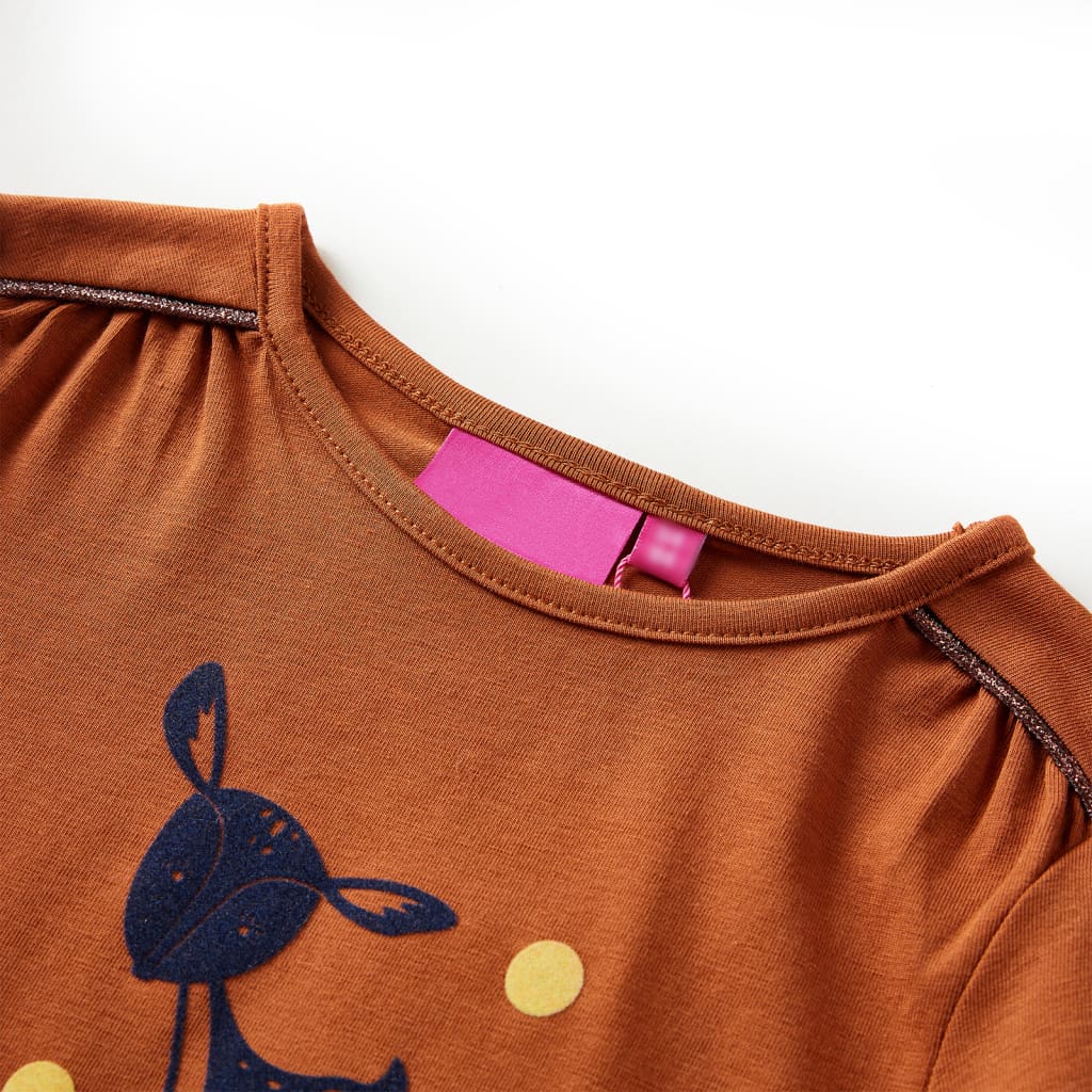 Vidaxl kindershirt met lange mouwen 140 cognackleurig