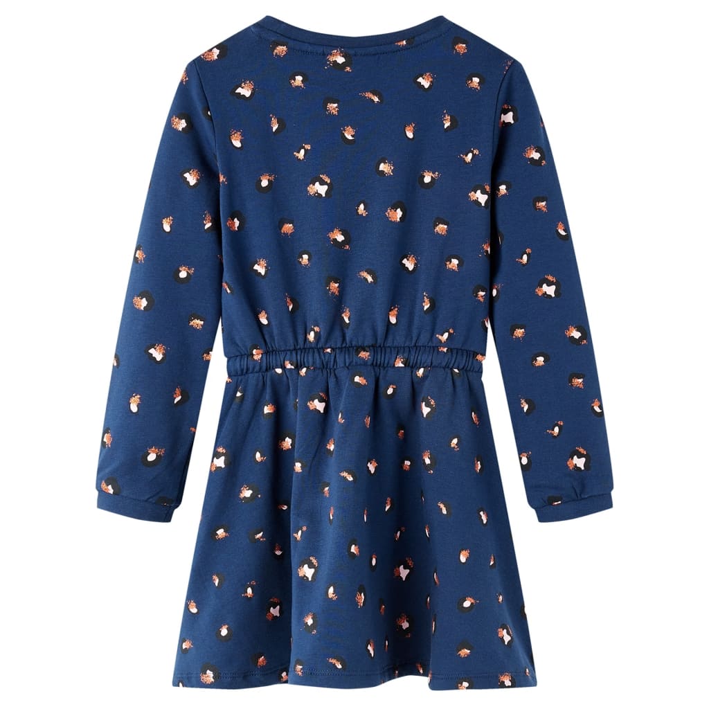 Vidaxl kinderjurk met lange mouwen 128 marineblauw
