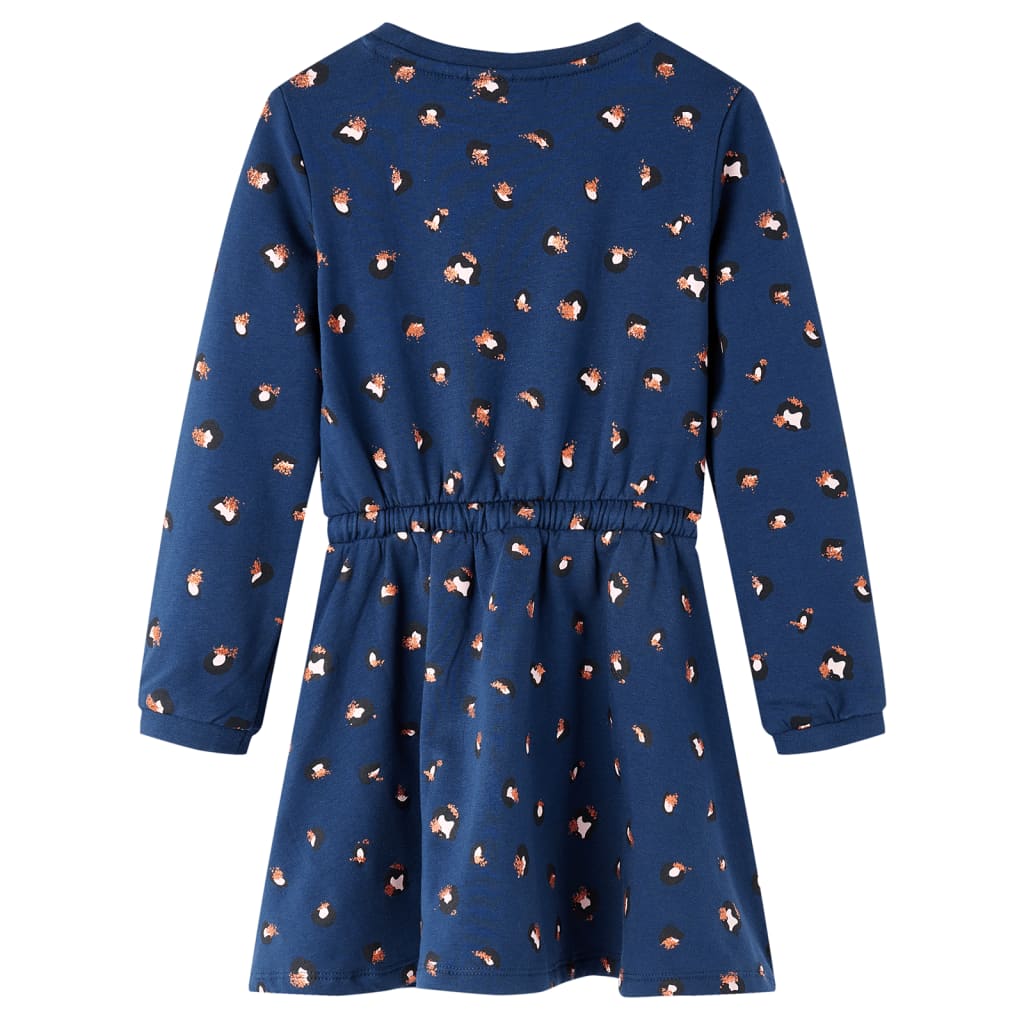Vidaxl kinderjurk met lange mouwen 140 marineblauw