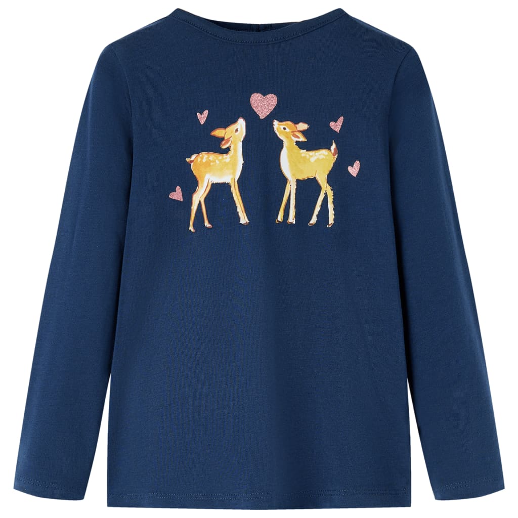 Vidaxl kindershirt met lange mouwen 128 marineblauw