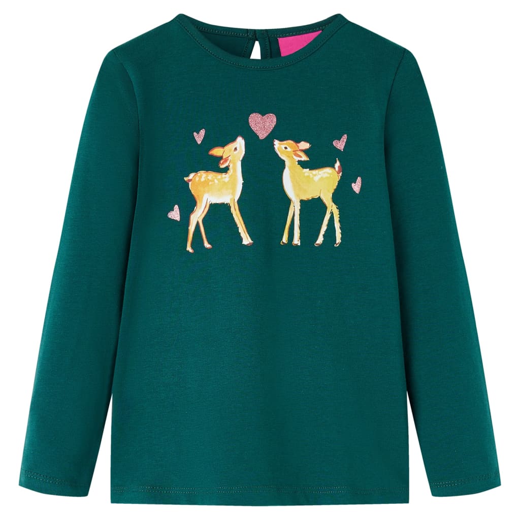 Vidaxl kindershirt met lange mouwen 128 donkergroen