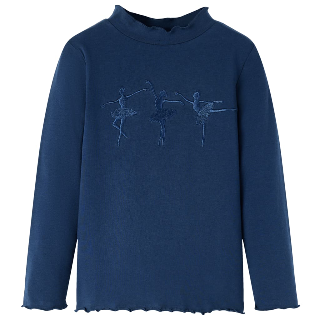 Vidaxl kindershirt lange mouwen 128 marineblauw