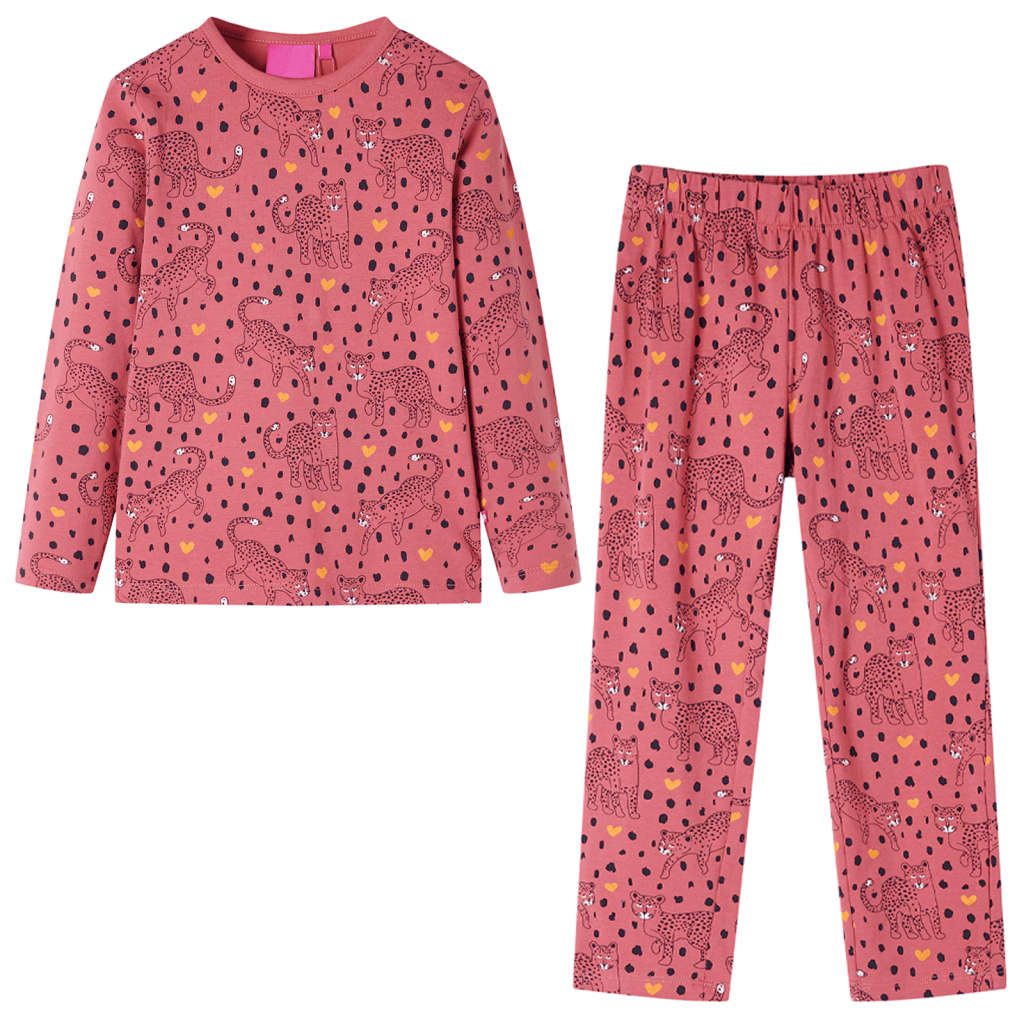 Vidaxl kinderpyjama met lange mouwen 128 oudroze