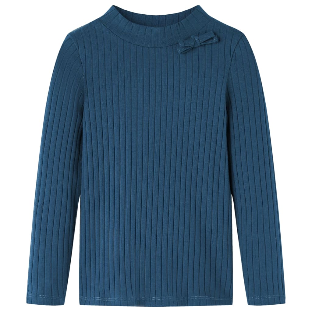Vidaxl kindershirt met lange mouwen geribd 140 marineblauw